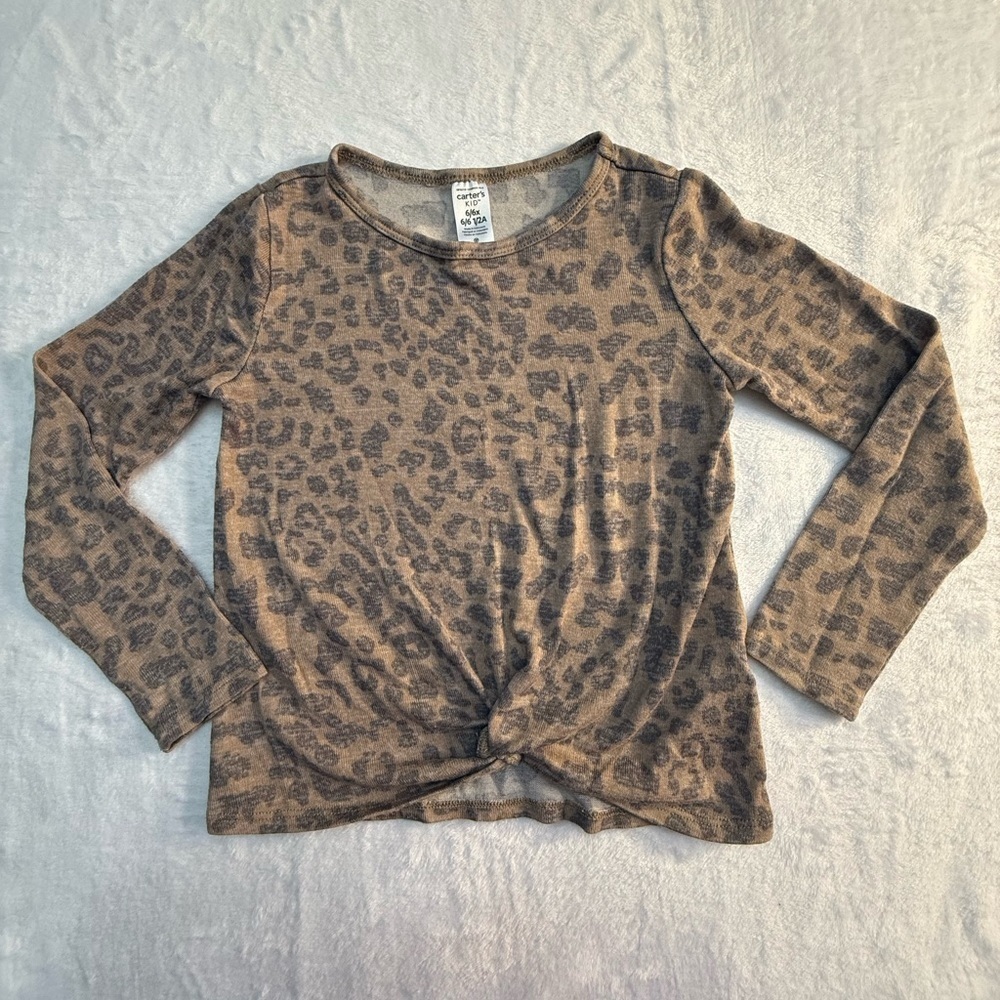 Carter's Leopard Print Kids' Long Sleeve Shirt Size 6/6X - Picture 1 of 4
